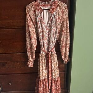 Baltic Born Rust and Cream Long Sleeve Dress
